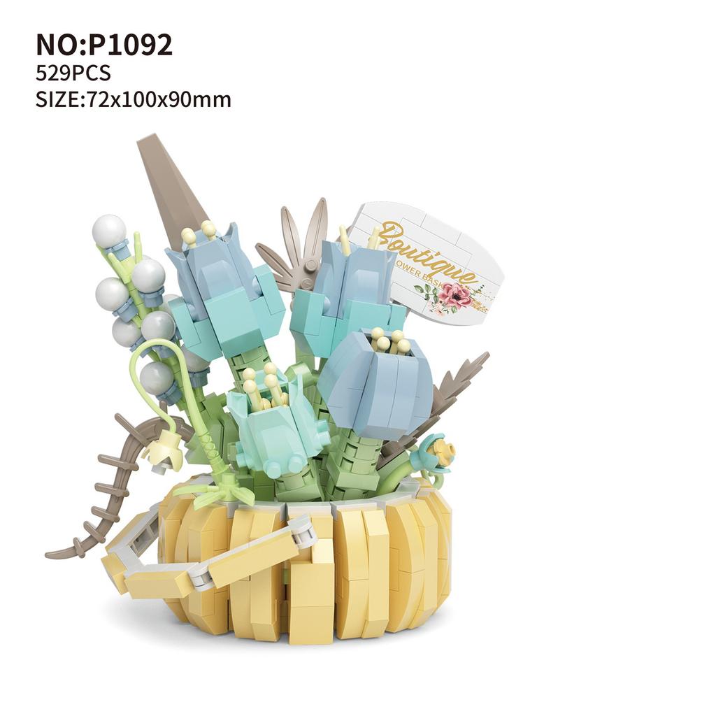 Rose Flower Figure Mini Block 3D Model Bricks Figures Toy Bouquet Micro Building Blocks Assembly Toy For Kids Girl 8 To 14 Years