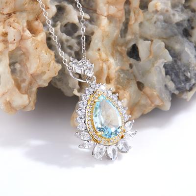 Italienischer Handwerks-Hofstil S925 Sterling Silber Mit Natürlichem Topas Anhänger Weiblich Natürlicher Edelstein