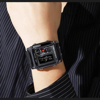 SKMEI 1868 Herrenuhr, professionell, 30 m wasserdicht, Doppelanzeige, Doppelbewegungen, GMT-Zeit