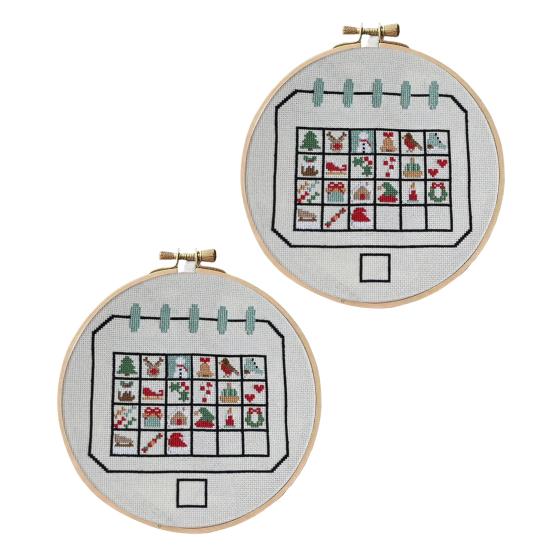 Christmas Advent Calendar Cross Stitch Kit DIY Countdown Embroidery Set with 24 Days Patterns Creative Holiday Gift for Beginners