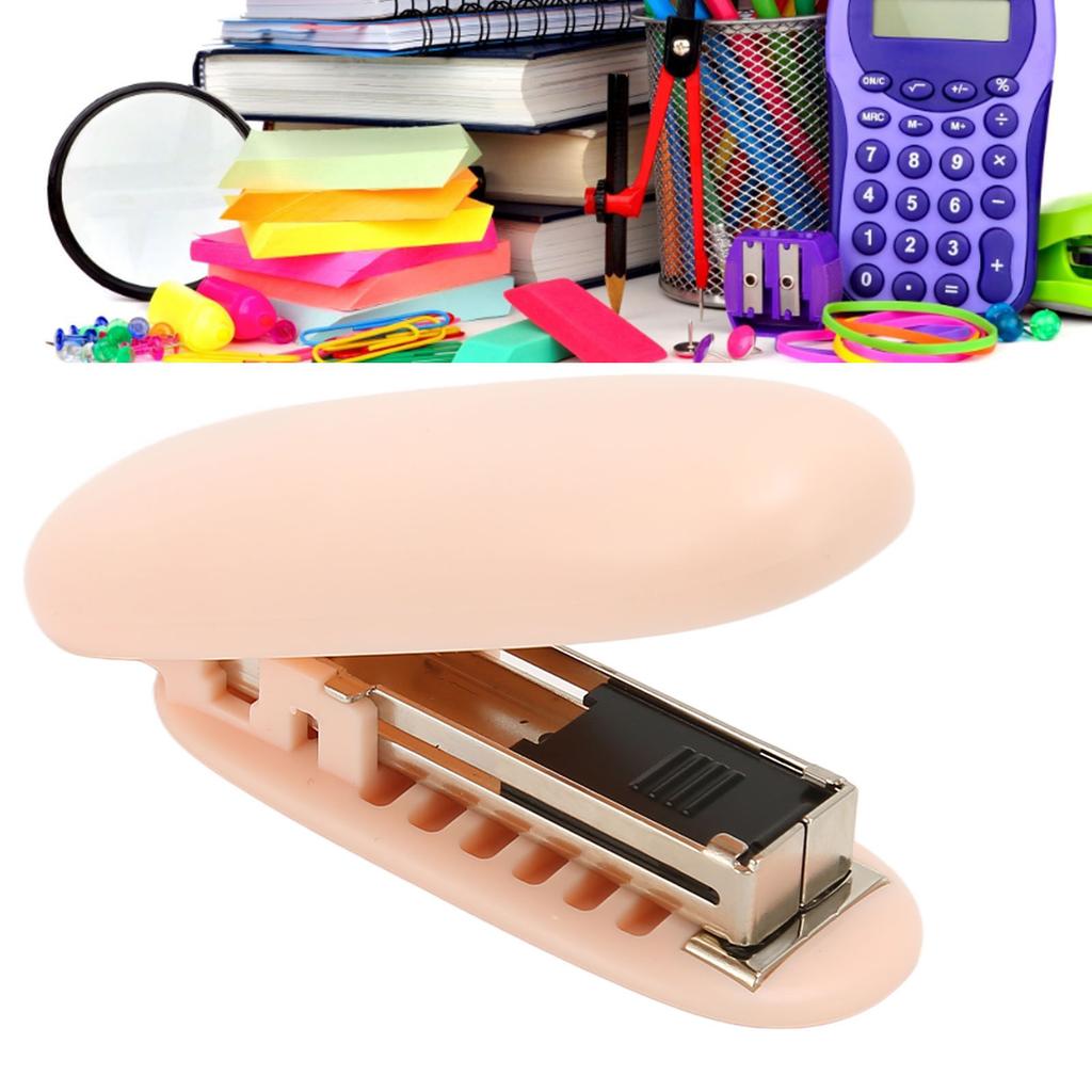 4Pcs Portable Stapler Foldable Storage Effort Saving Lever Structure Compact Rounded Shape Stapler for School