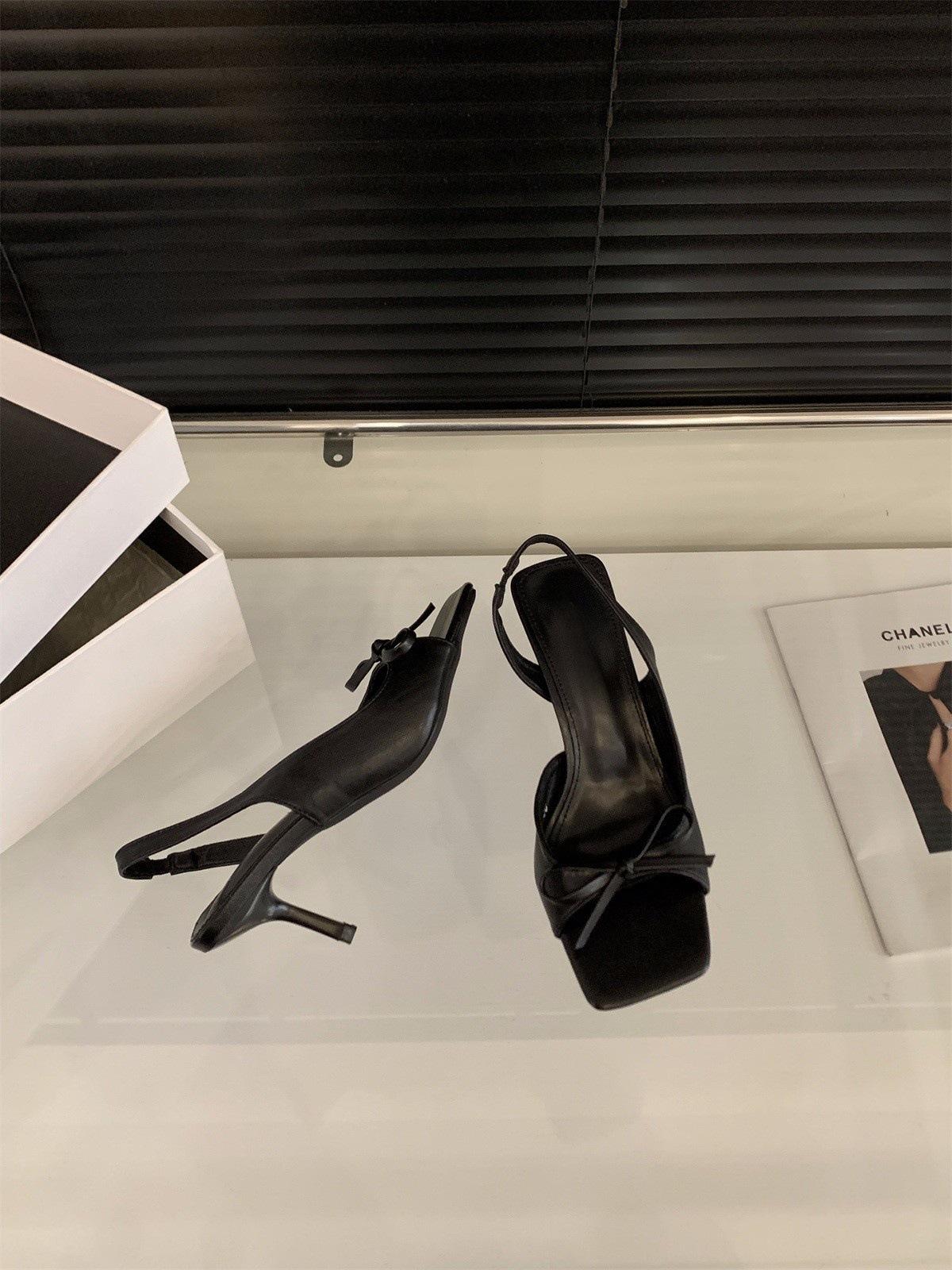 

Niche high heels bow with sandals women s shoes 2025 new summer skirt French Roman shoes 35