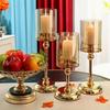 Elegantes Set aus 3 Stück goldener Glas-Kerzenhalter Kerzenhalter goldener