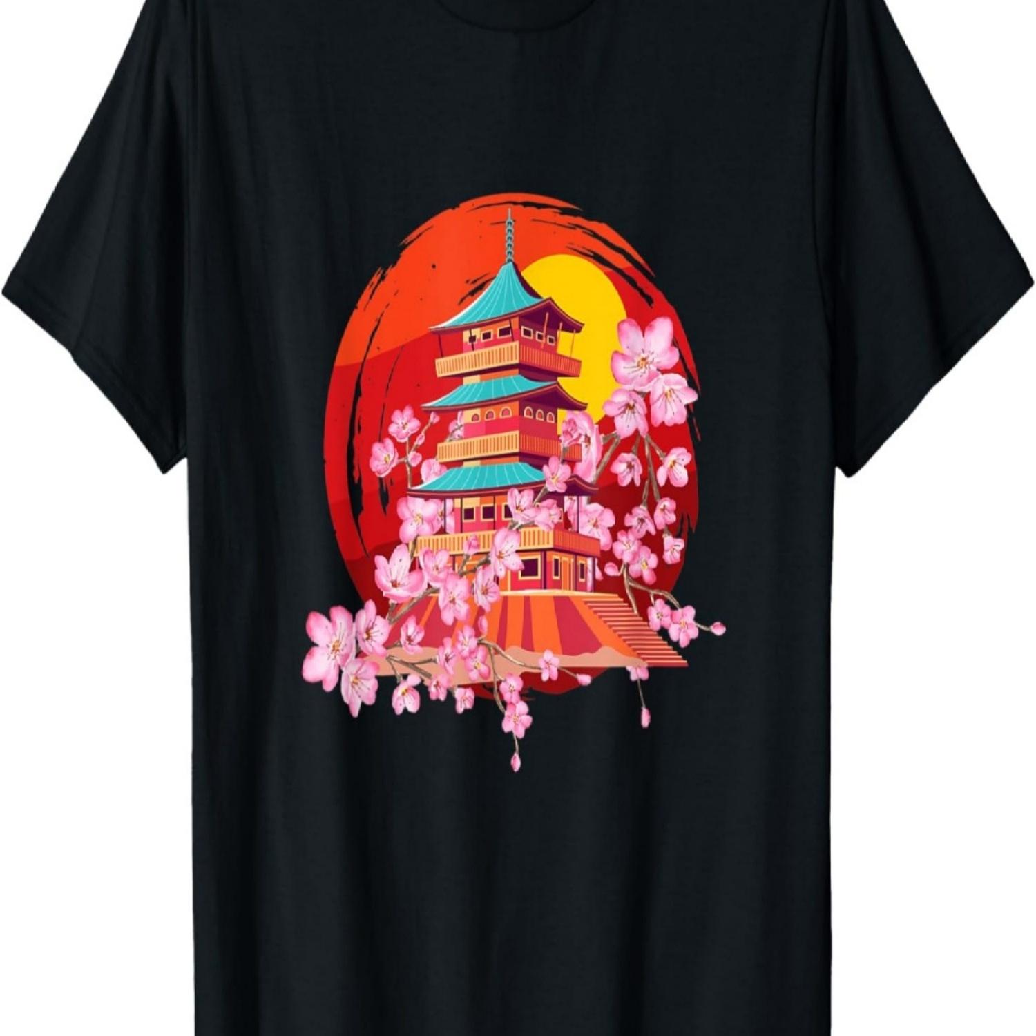 Japan Zen Circle Cherry Blossom Buddhist Temple  T-Shirt S чёрный