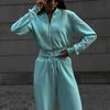 European and American New Fashion Women's Suit Solid Color Long-sleeved Zipper Hoodie Casual Lace-up Sports Trousers