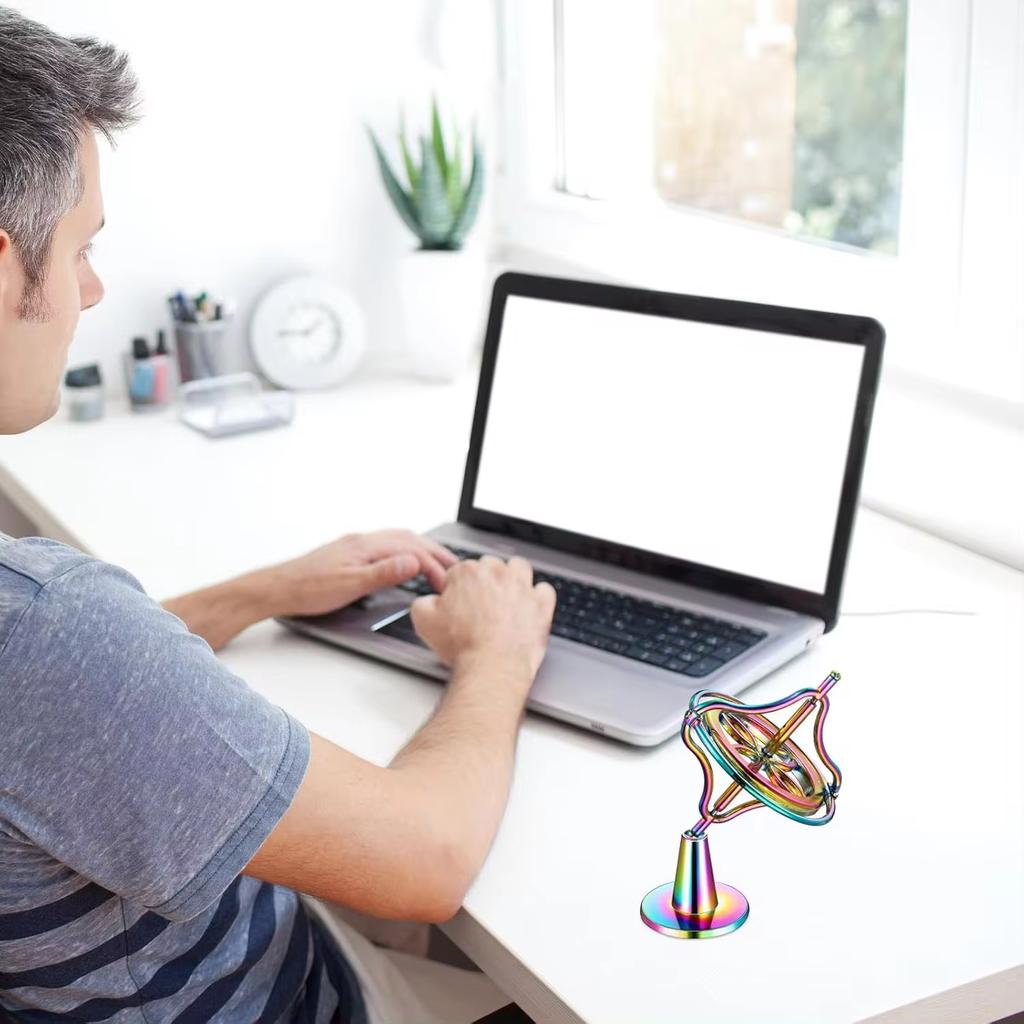 Mechanical gyroscope, metal anti gravity fingertip gyroscope toy, pressure reducing balance toy, dazzling and cool color series