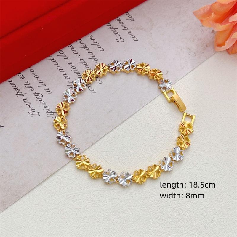 Sand Gold Bracelet Women's Wide Edge Love Strap Flower Bracelet Hand String Vacuum Gold Plated Bracelet Jewelry