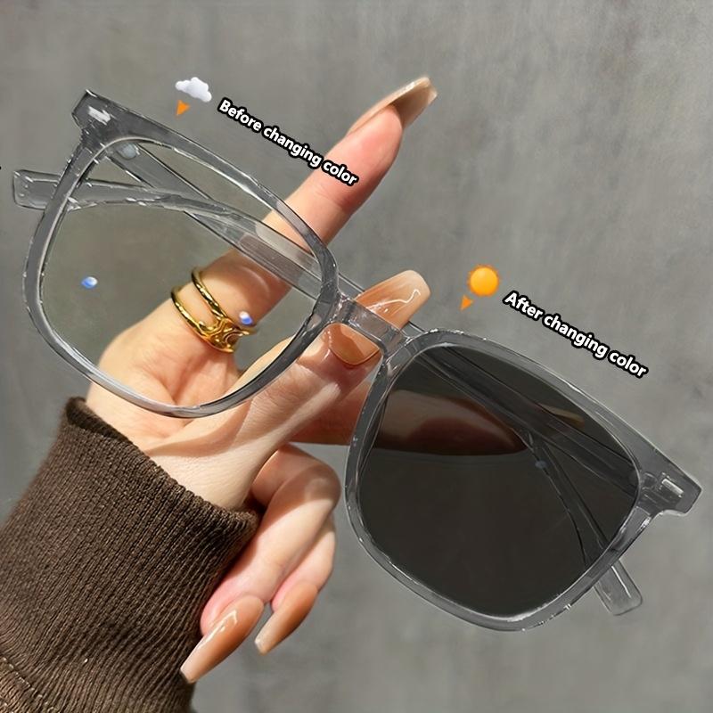 

Black Computer Glasses Frame Women Men Anti Blue Light Photochromic Square Rectangle Eyewear Blocking Glasses серый