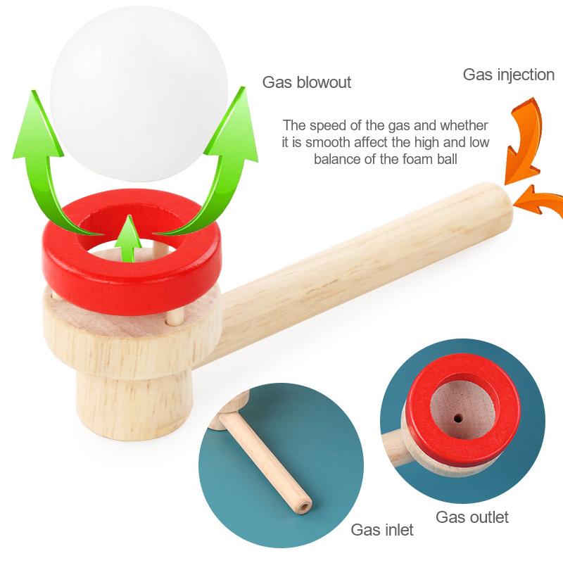 Wooden Suspension Ball Blower Children'S Puzzle Parent-Child Games Training Lung Capacity Toys Floating Blow Pipe Balls Game