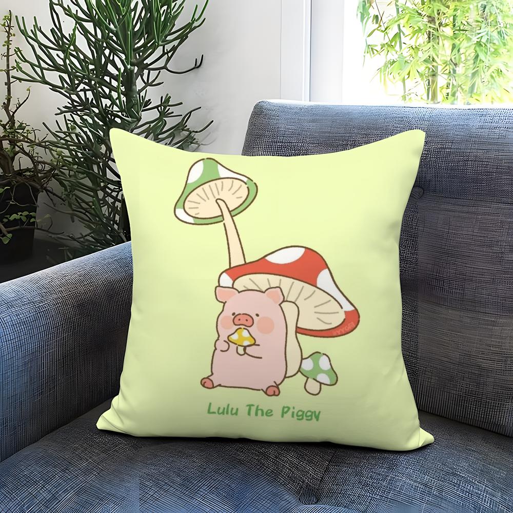Cartoon Pig Pink L-Lulu Cushion Cover Comfortable Reversible Pillow Cover Ideal for Car Sofa Bedroom & Beyond