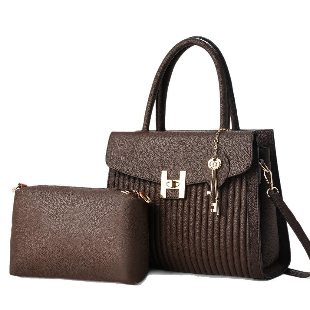 Splicing Pu Color Handbag Large Capacity Inner Zipper Pockets For Gift Women