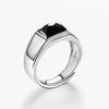 925 Sterling Silver Men's & Women's Open Ring with Black Agate - Elegant and Unique Design