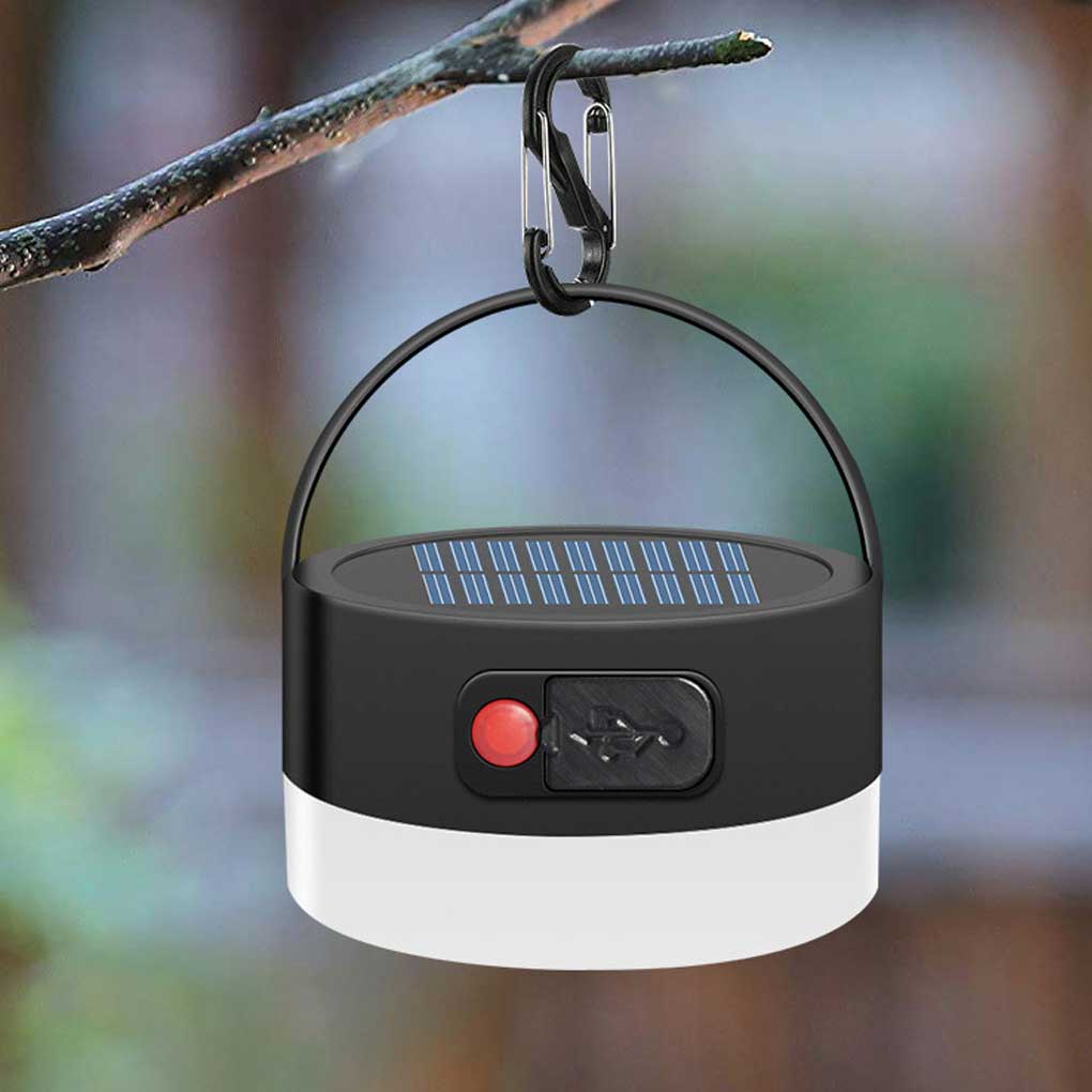 Solar Tent Lamp Outdoor Camping Rechargeable Emergency Lantern Camper IP55 Waterproof Adjustable Light Power Bank Patio