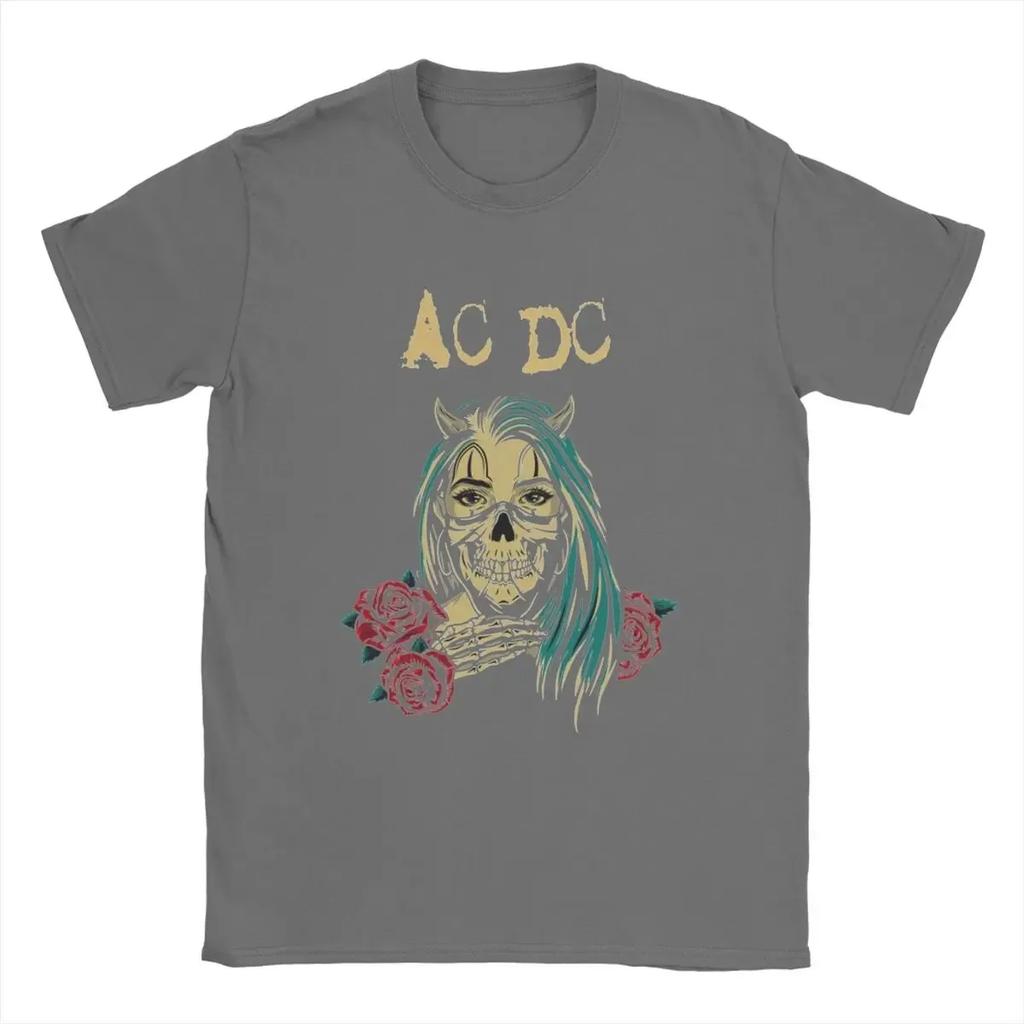 Maglietta da Uomo AC Band Musica DC Ghost Flower Casual 100% Cotone Manica Corta Cool Hip Hop Harajuku Magliette Girocollo Stampa