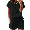 2026 European & American Women's Summer Two-Piece Set: Round Neck Short Sleeve Top & Shorts