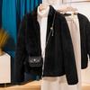 Women's Double-Sided Thick Fleece Jacket, Warm Coral Polar Fleece, Stand Collar, Plus Size, Perfect for Autumn and Winter.