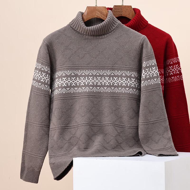 Hengyuanxiang Men s Striped Roll Neck Wool Sweater XL (140-160 lbs)