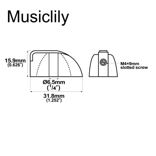 Musiclily Pro Inch-Size Guitar Chicken Knobs for Amplifiers and Effects Pedals, Black (Set of 6)