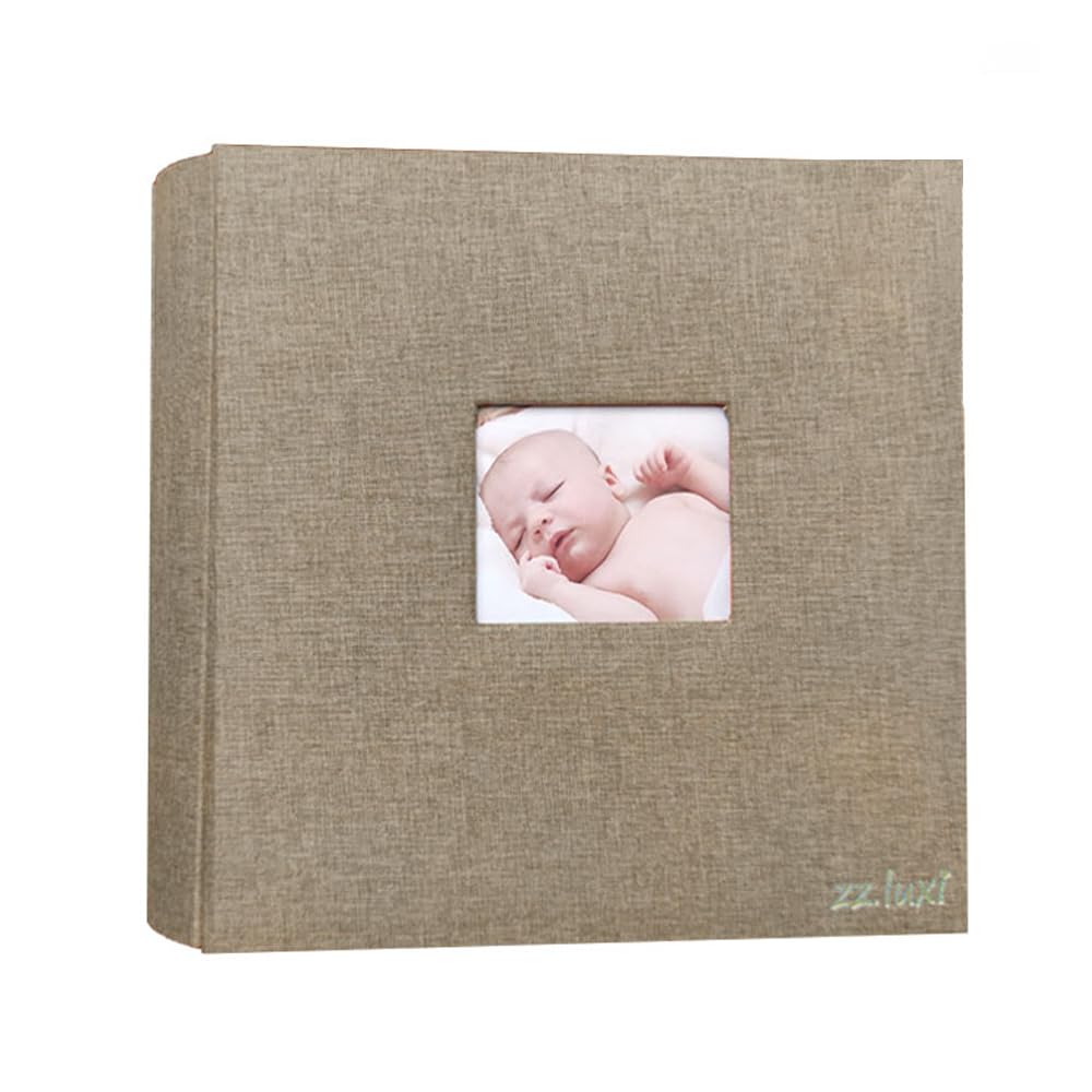 Large Capacity Photo Album, Holds 600-960 L-size Photos, Pocket Style, Linen Material, Stylish, Windowed Design, Cute, Perfect for Organizing Photos o