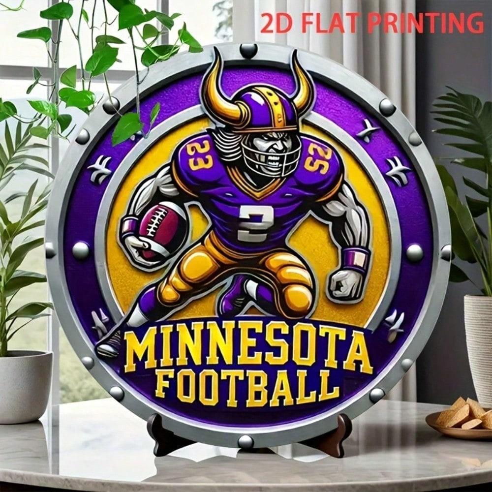 

Viking Warrior Purple Gold Metal Wall Decor Fan Gift for Bar Game Room
