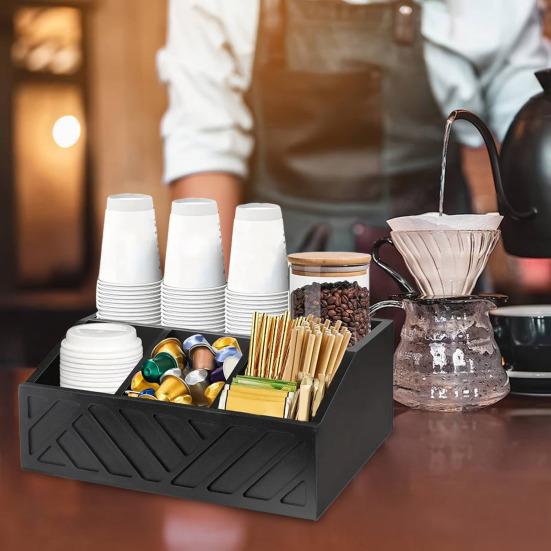 Rustic Wood Paper Plate Dispenser Utensil Holder Kitchen Organization Rack
