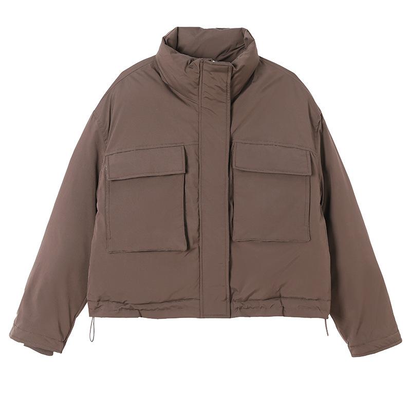 Large pocket short down cotton jacket women's 2025 winter new Korean version thickened padded jacket bread jacket