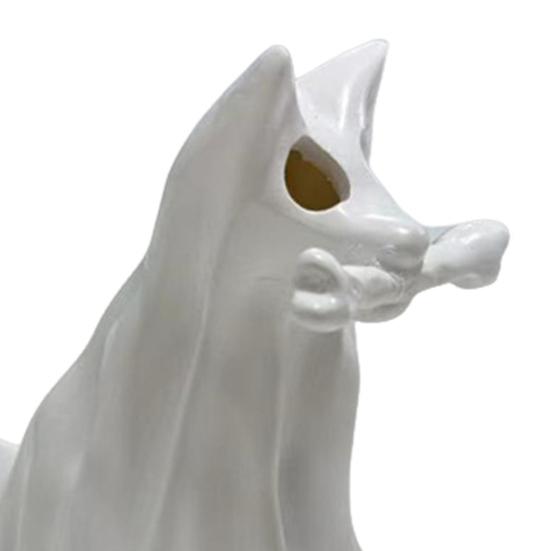 Halloween Ghost Animal Figurine Draped Ghost Dog Cat Statue Resin Spooky Tabletop Ornaments for Home Party Haunted House Decor