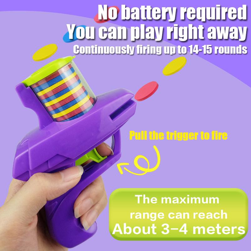 Fun Cat Toy Creative Flying Saucer Gun Paired with 15 Reusable EVA Flying Saucer Pet Hunting Interactive Toys for Dogs and Cats