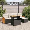 VidaXL Garden Lounge Set 6 Pcs with Cushions Black Wicker 3328148