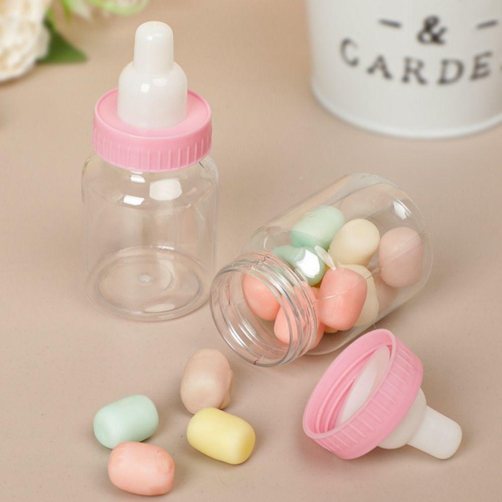 4pcs Cute Plastic Candy Bottle Transparent Mini Feeding Bottle  Christening Gift