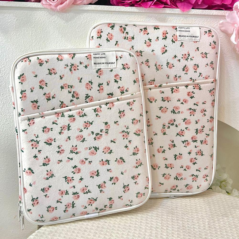 

11/13in Floral Laptop Carrying Case Shockproof Fluffy Laptop Bag Portable Computer Cover Bag Soft for Women Girls 11 Inch рожевий