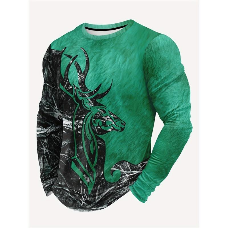 Powerful Lion 3D Printed Men's Trendy and Fashionable Long-sleeved T-shirt Urban Street Trendy and Fashionable Men's Top Casual