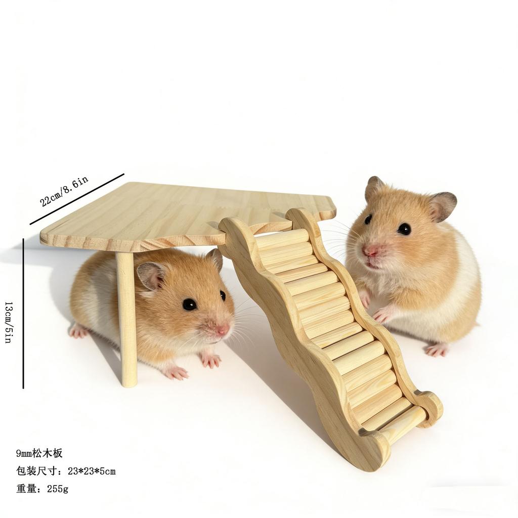 Wooden Hamster Cage Hideout Two Tier Platform House Compact Pet Habitat For Small Hamsters Home Display For Kids Birthday Gift