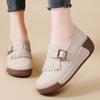 Genuine Leather Wedges Causal Shoes Women Thick Sole Heightening Platform Mother Ladies Soft Non-Slip Walking Shoes