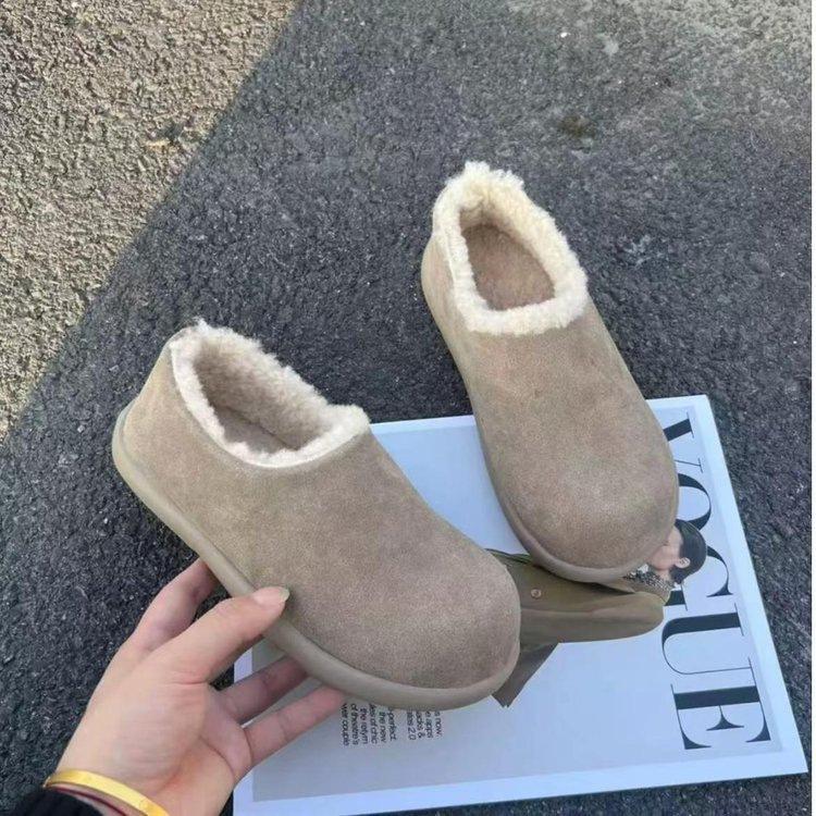 Флисовые маленькие картофельные Birkenstocks зимние новые нескользящие теплые все включено пушистые хлопковые ботинки 35