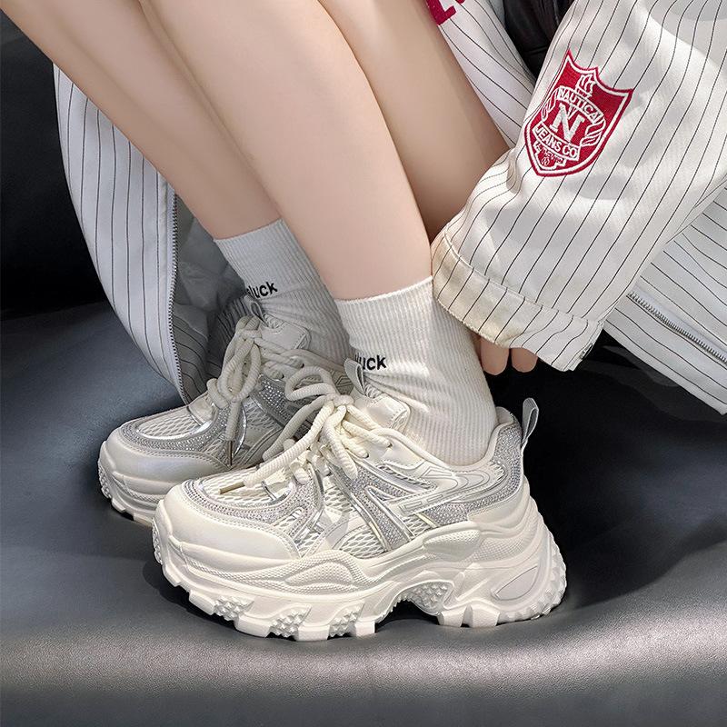 Small platform dad shoes women's 2025 autumn new fashionable versatile casual 7cm height-increasing sports jogging shoes