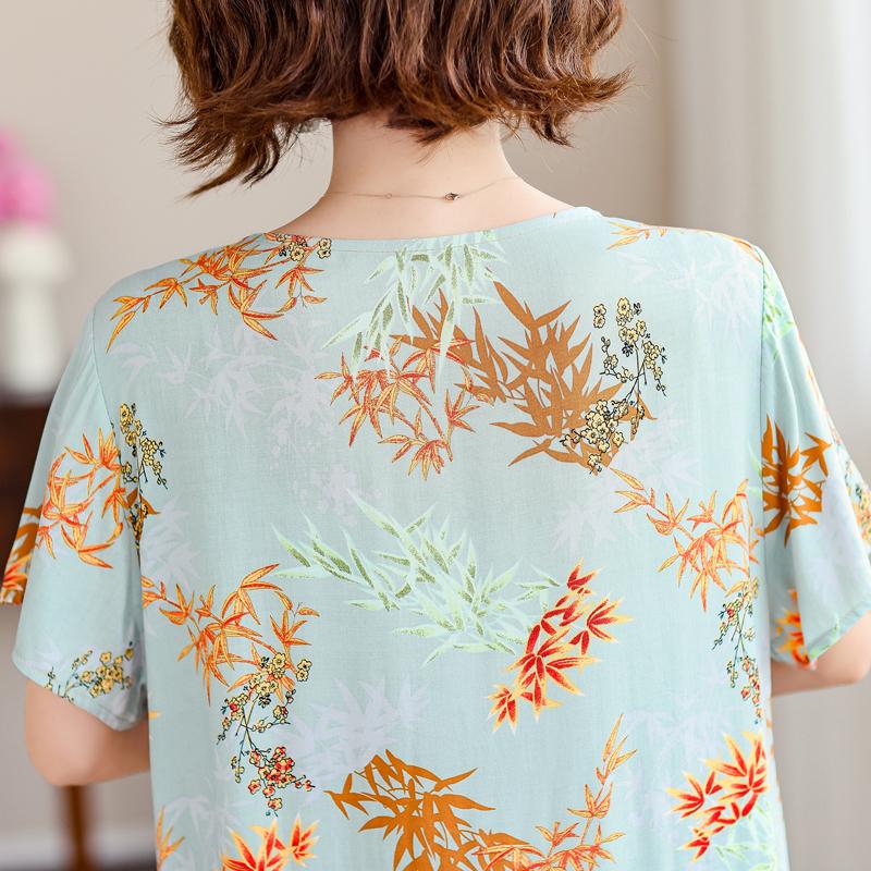 Elegant Long Dresses for Women Plus Size Loose Short Sleeve Vintage Dress Summer Middle-aged Women's Clothing