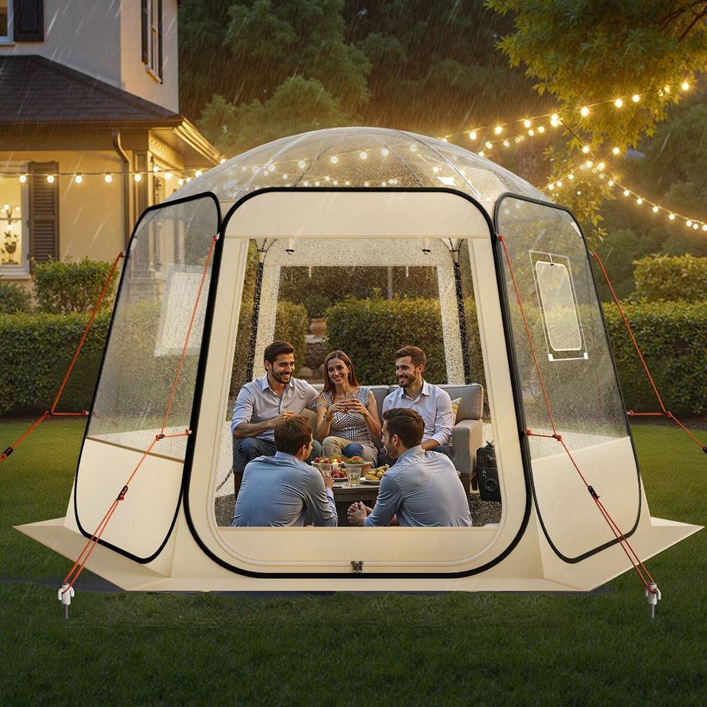 Pop up Bubble Tent, 3.05 x 2.75 m Waterproof & UV-Resistant, Clear Camping Tent Shelter, Outdoor Garden Dome Igloo Tents with Windows, 540° Panoramic