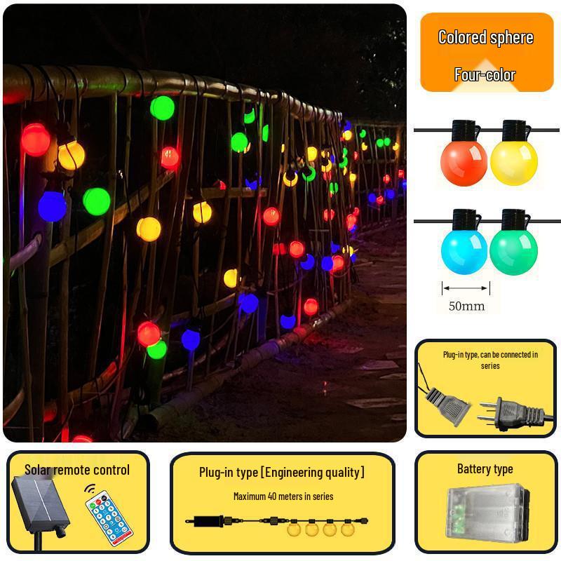 Outdoor LED String Lights - Round Ball Bulbs for Camping, Weddings, Stage, and Parties