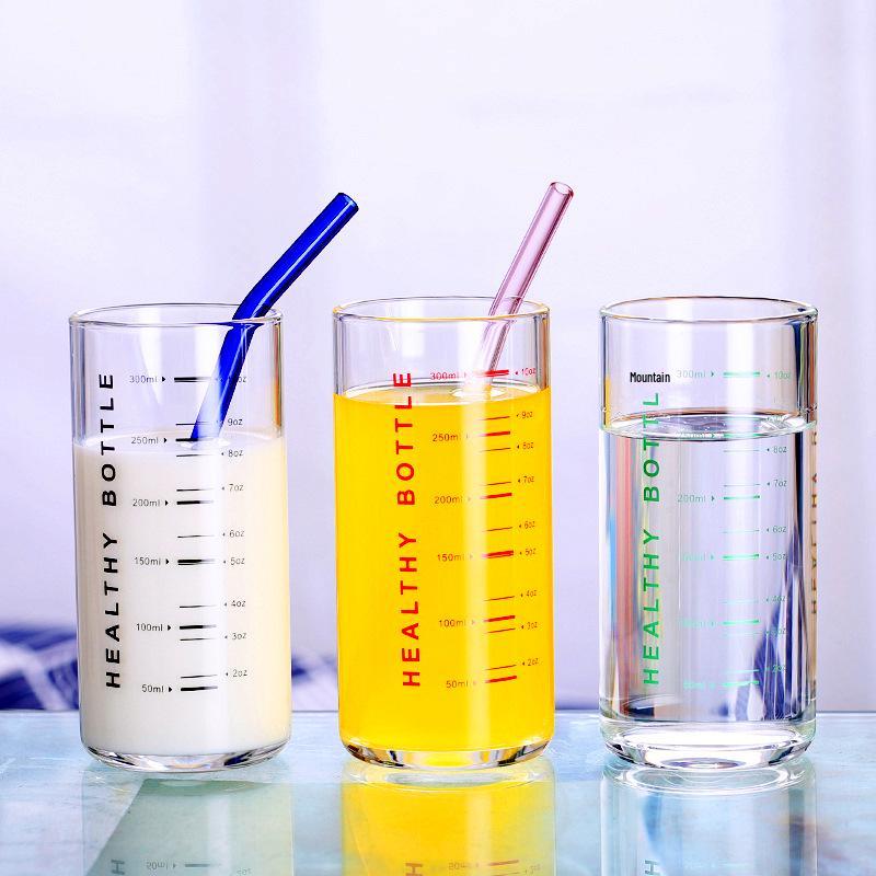 Thickened Kids' Heat-Resistant Borosilicate Glass Measuring Cup with Straw, Large Capacity