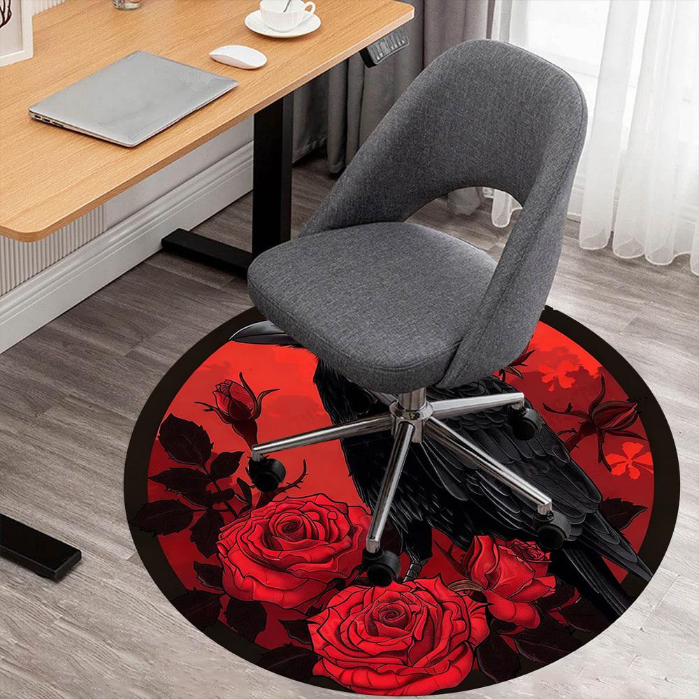 1PC crow roses Office Round Area Rug, Under Office Chairs Bedroom Living Room Home Decor,Carpet for Office, -1110174