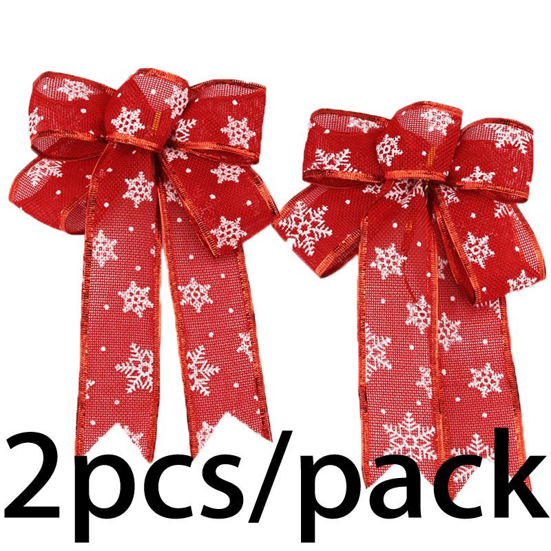 (2-teiliges Set/Packung) 24cm Bandschleife Weihnachtsbaumkranz Dekoration Leinen Schleife DIY Party Basteldekoration