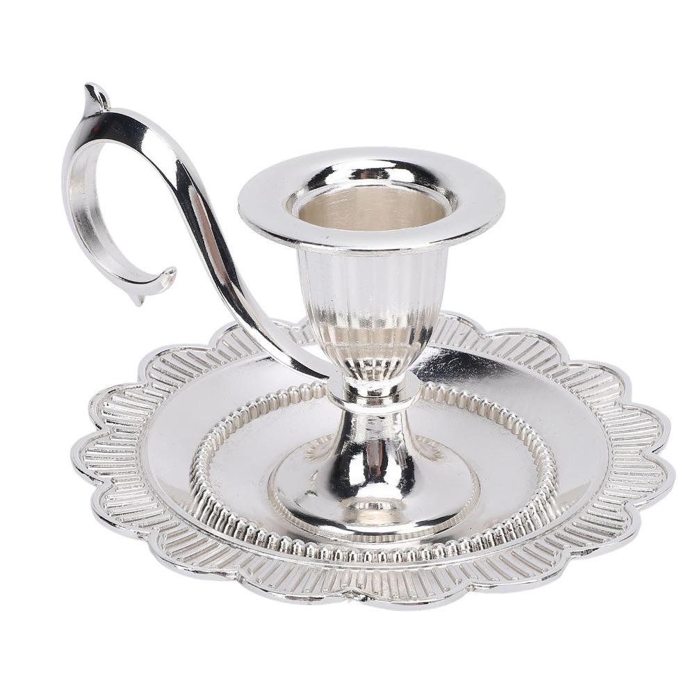 Handle Stand Taper Candle Holder Drip Catcher Tray Handheld Candle Stand Home Decoration
