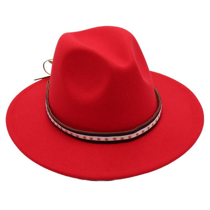 Foreign Trade Retro Top Hat Pentagram Jazz Hat Men'S And Women'S Felt Hat European And American Style Hat Woolen Hat Wool