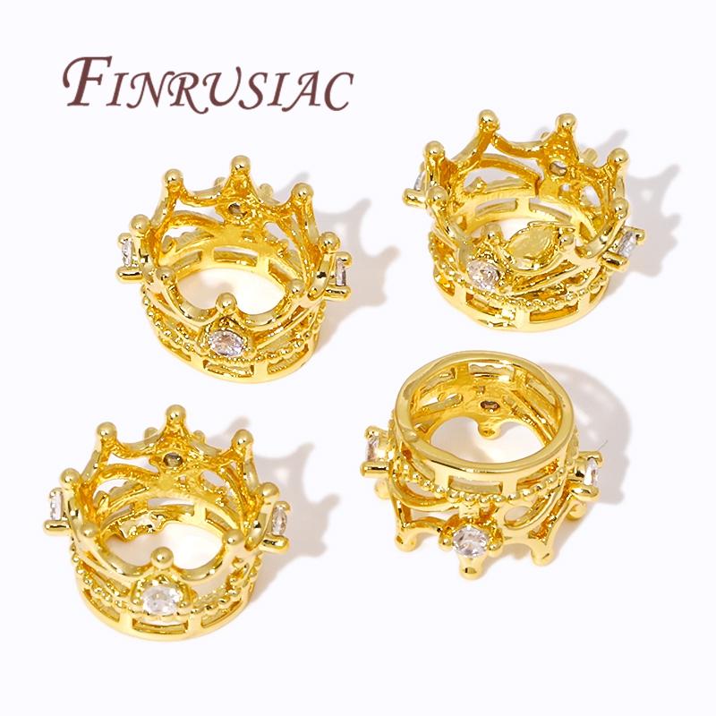 Fashion Crown Beads 18K Gold Plated Big Hole Beads For Bracelets,Separators For Beads,DIY Jewlery Making Supplies Accessories