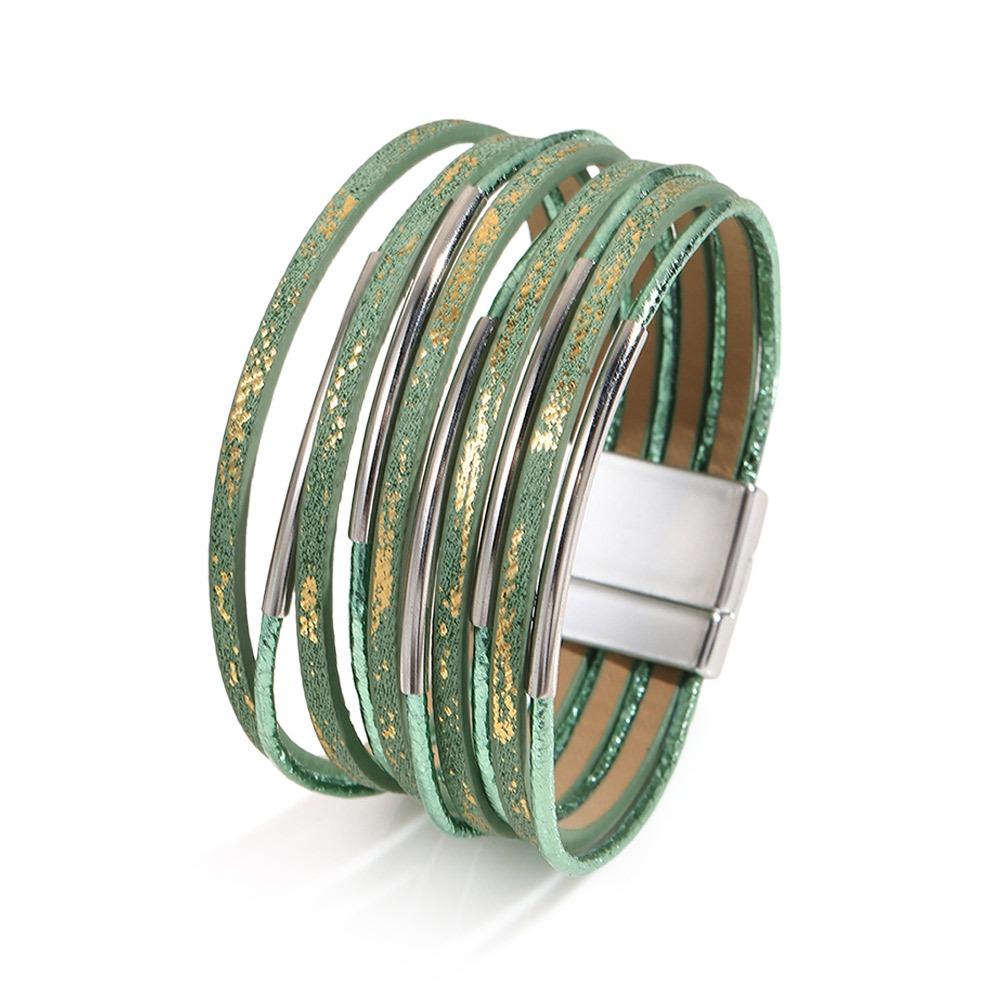 Metal Tube Decoration Chunky Bracelet Wide Band Multilayer Bracelet Men's Accessory