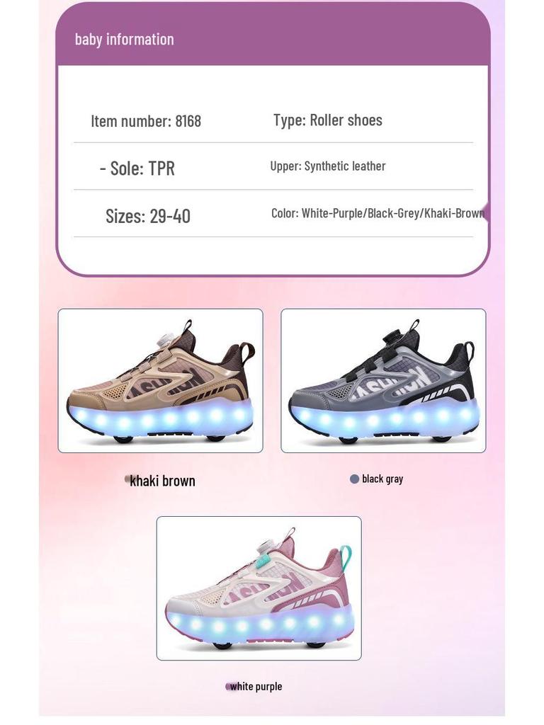 Binle Bird Luminous 4-Wheel Kids' Running Shoes: Removable, Summer-Friendly for Boys & Girls