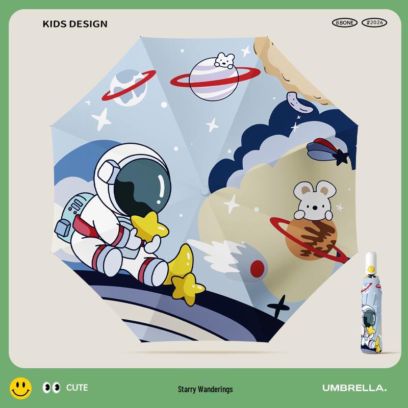 Automatic Cartoon Kids' Umbrella: Sun Protection, Windproof, Anti-lost, One-button Open/Close, Safety Anti-pinch