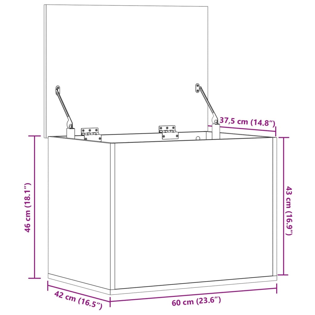 Storage Chest in Sonoma Oak 60 x 42 x 46 cm Particleboard
