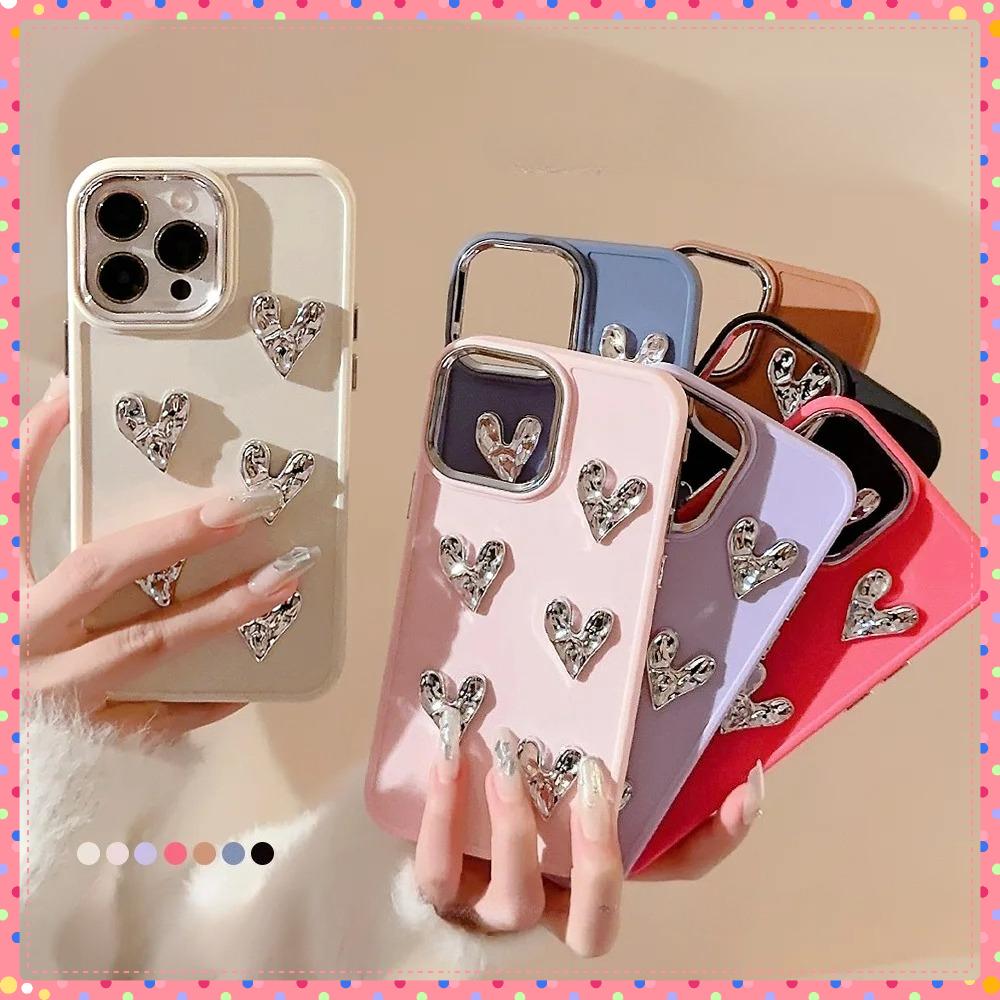 Luxury Plating Wrinkle Love Heart Phone Case For iPhone 16 15 14 13 12 11 Pro Max X XS XR 8 7 Plus SE 2026 Bumper Silicone Cover